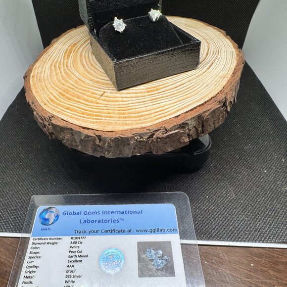 Pear Shaped Diamond Earrings 2 CTW - Picture 8 of 9